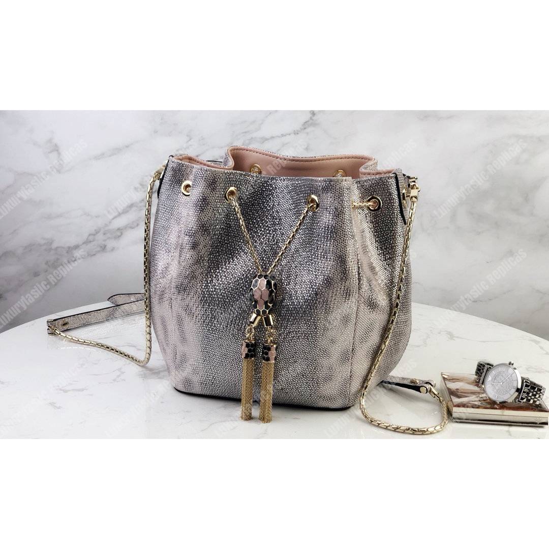 BVL Serpenti Forever Bucket Metallic Pink