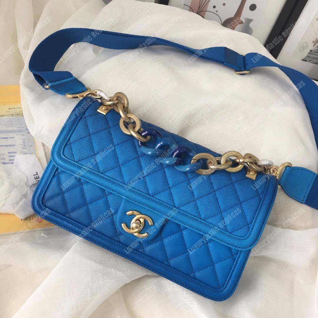 Ch*el flap bag blue