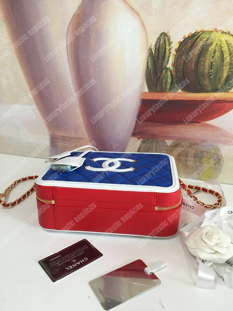 Ch*el large vanity case dark blue