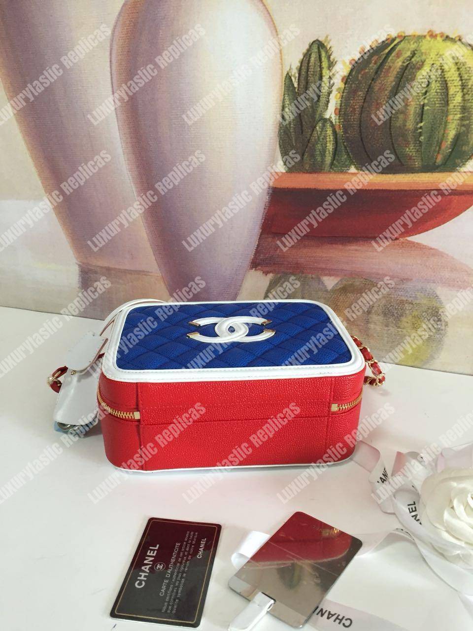 Ch*el medium vanity case dark blue