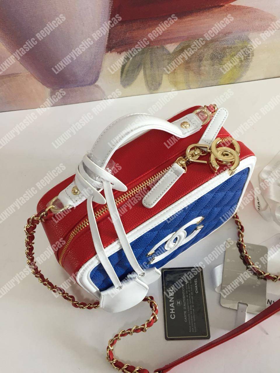 Ch*el medium vanity case dark blue