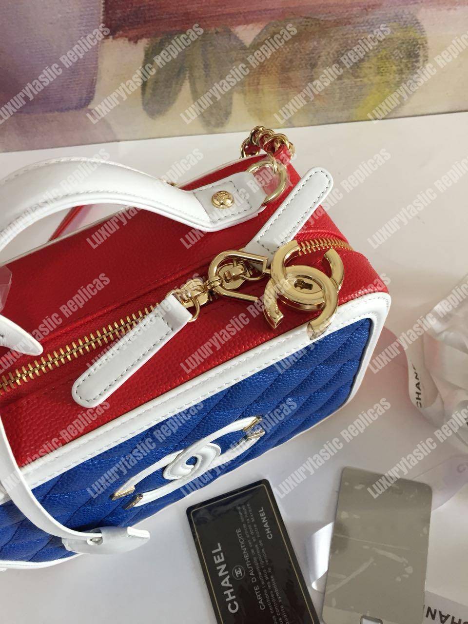 Ch*el medium vanity case dark blue