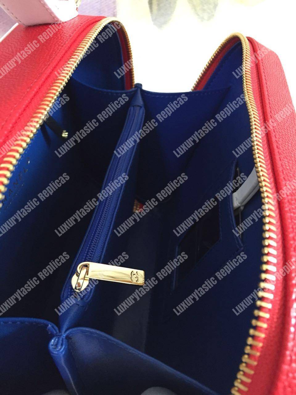 Ch*el medium vanity case dark blue