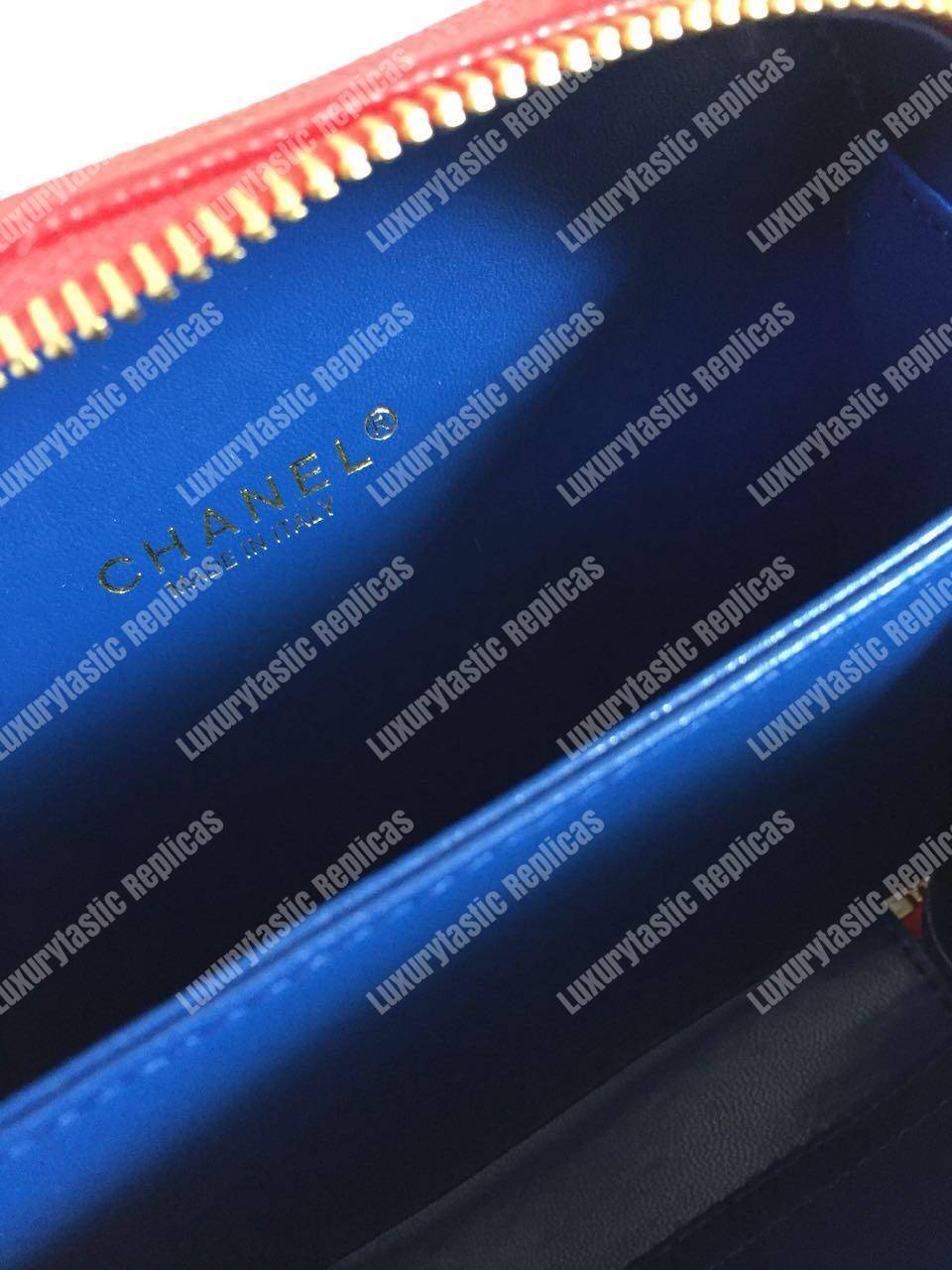 Ch*el small vanity case dark blue