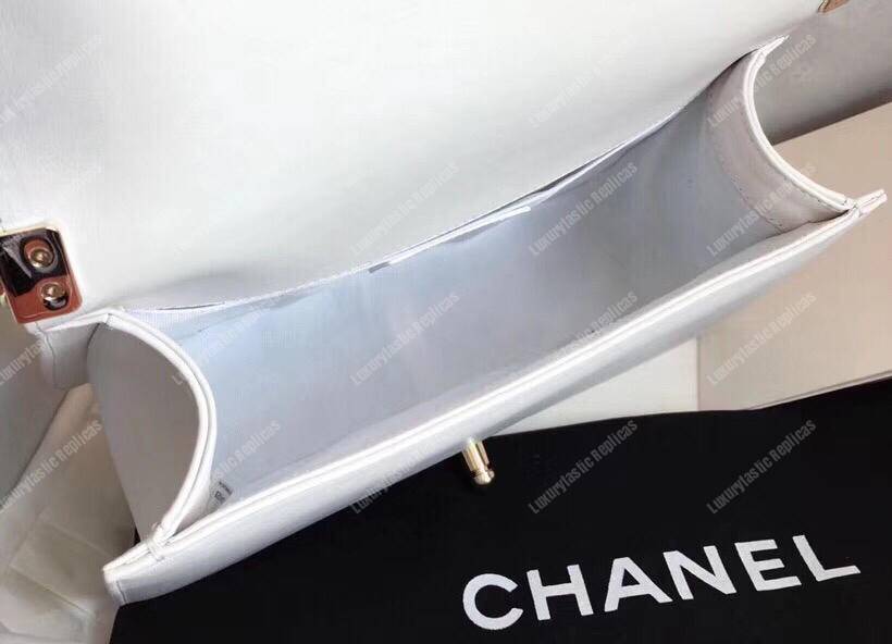 Ch*el medium boy handbag white