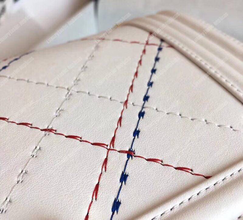 Ch*el medium boy handbag white