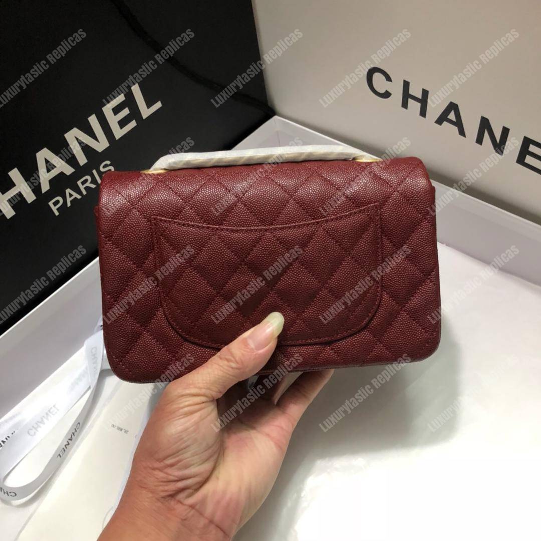 Ch*el mini flap bag maroon