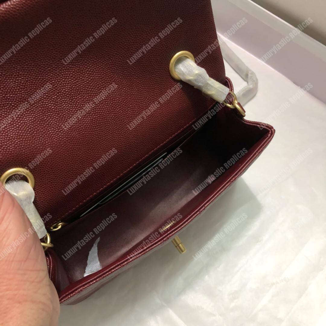 Ch*el mini flap bag maroon