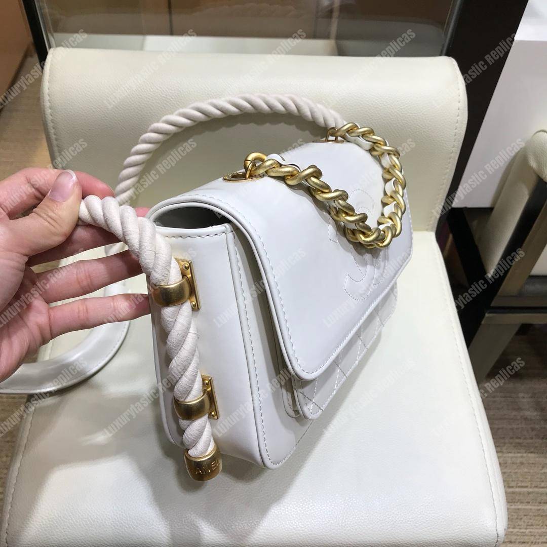 Ch*el flap bag white