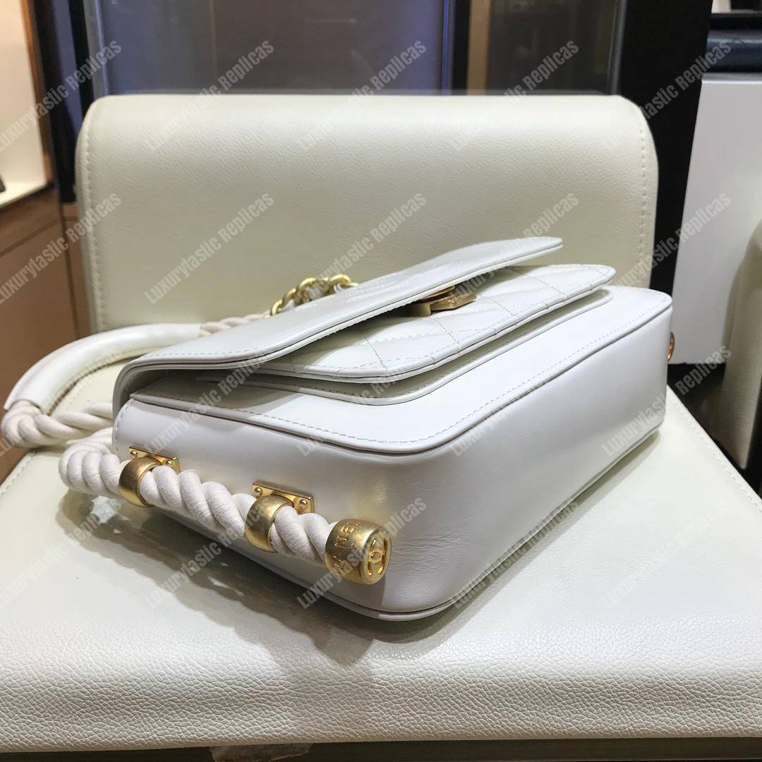 Ch*el flap bag white