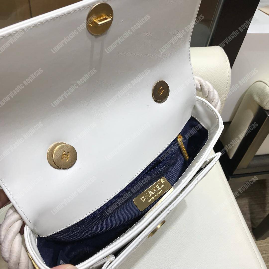 Ch*el flap bag white