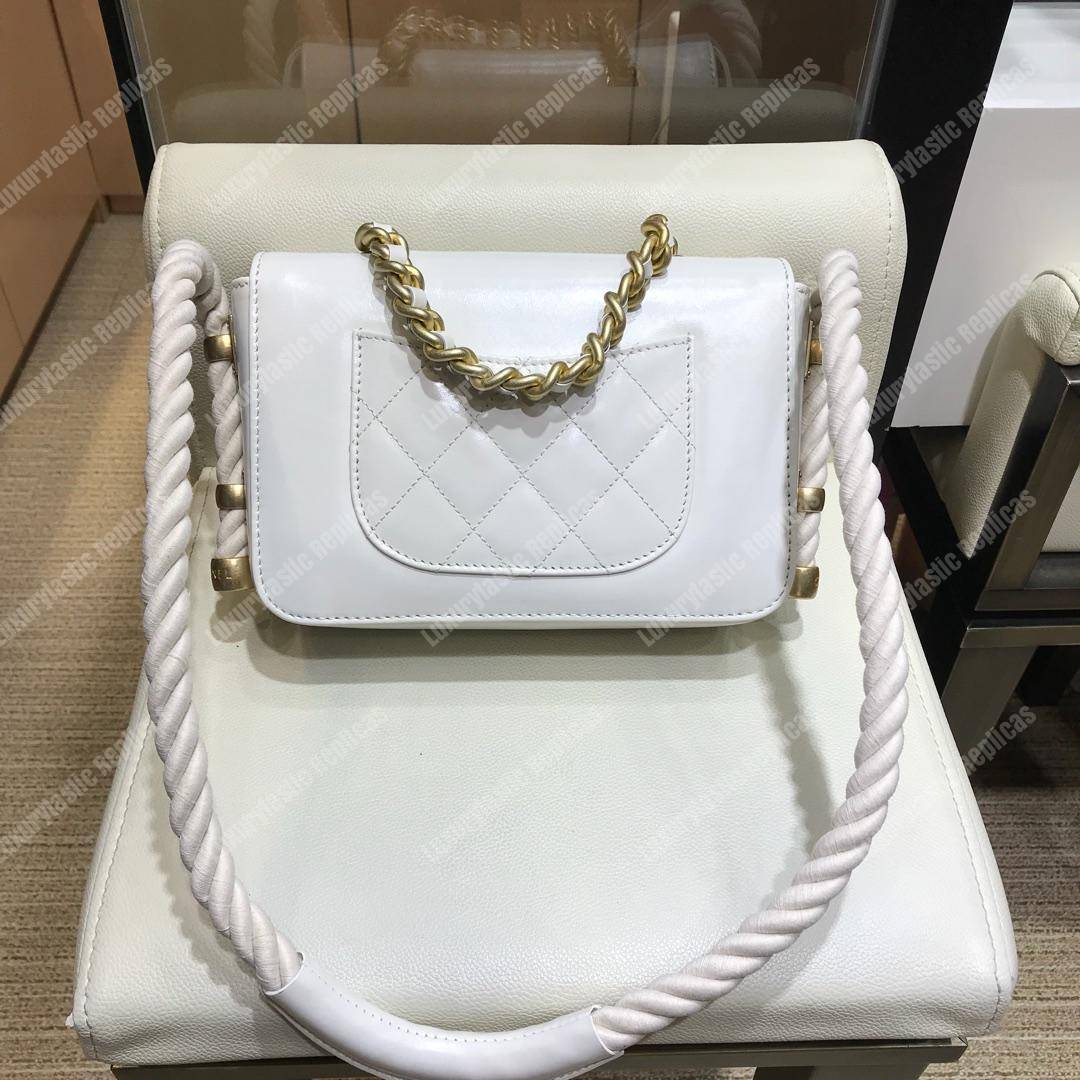 Ch*el flap bag white
