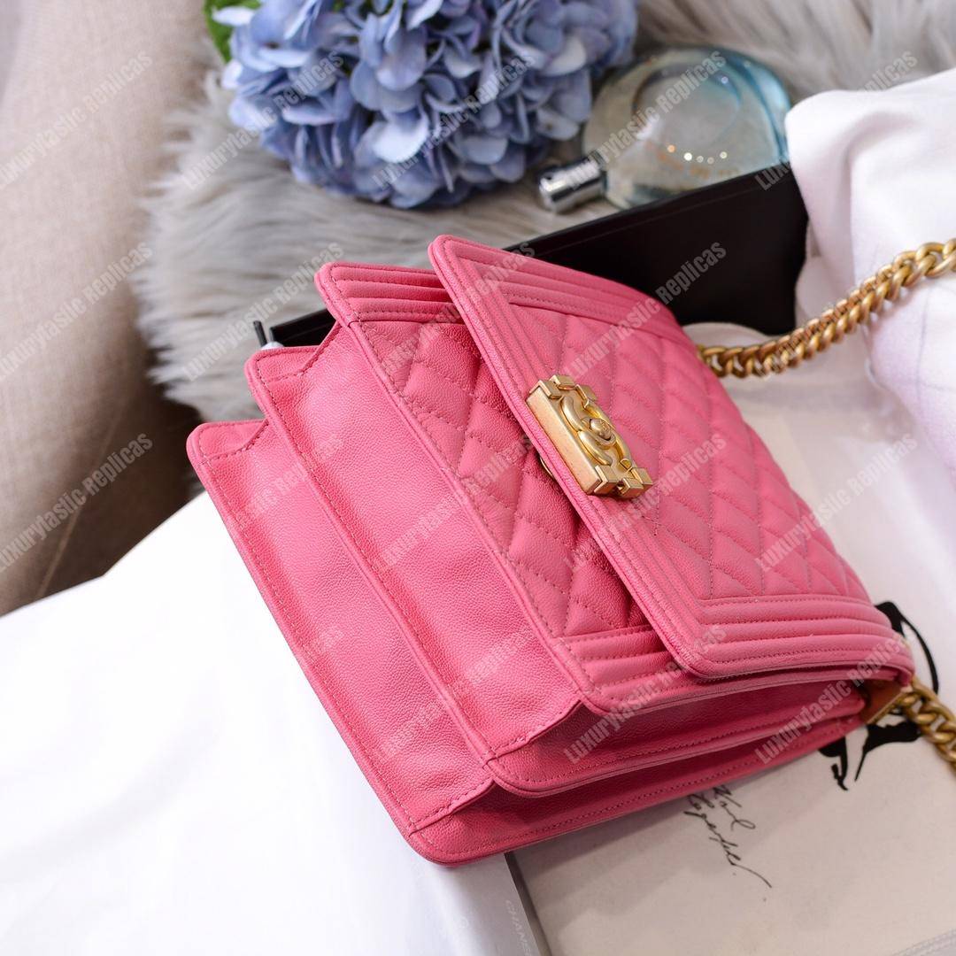 Ch*el boy handbag pink