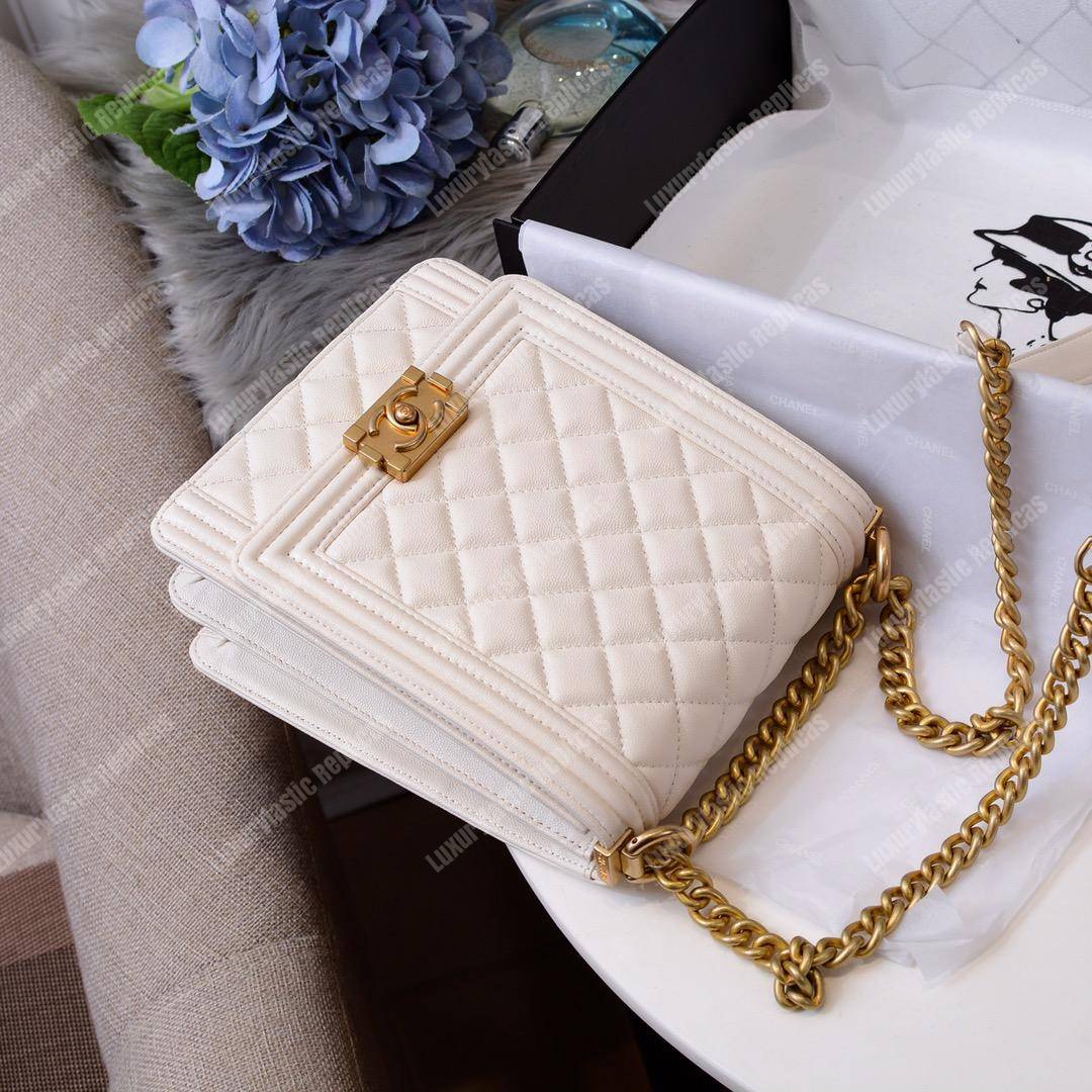 Ch*el boy handbag white