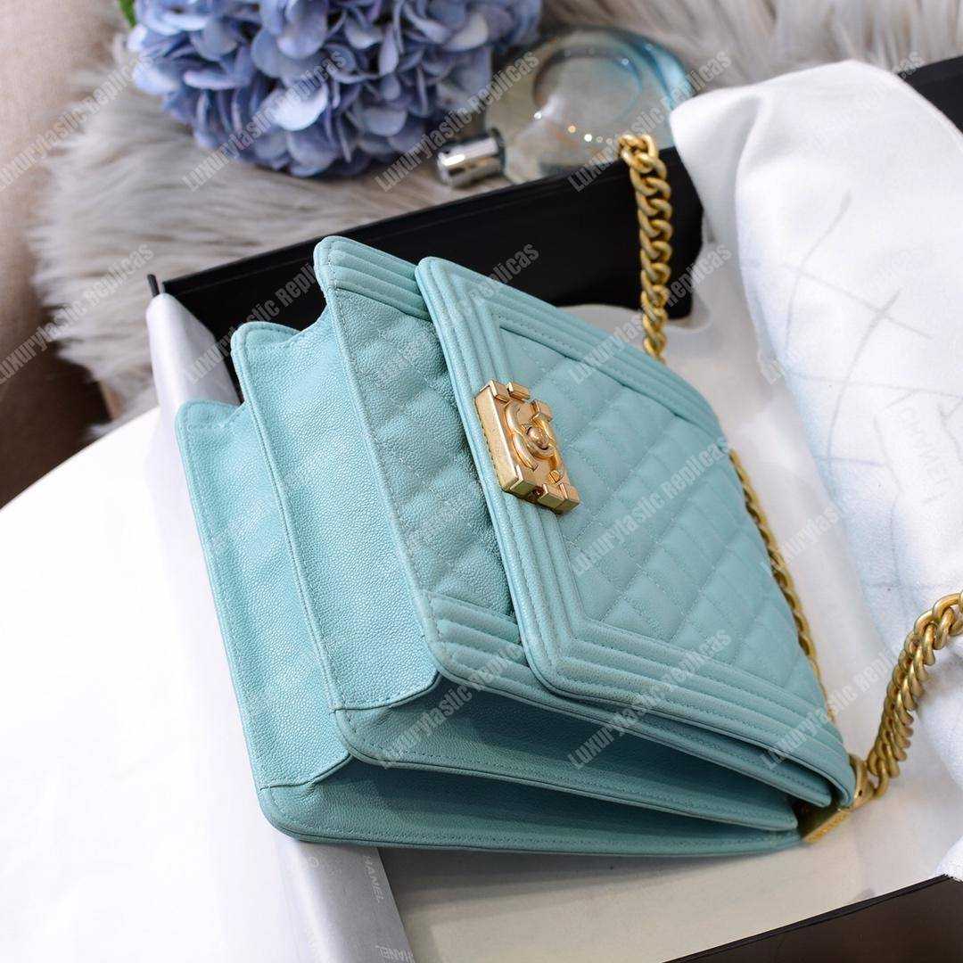 Ch*el boy handbag light blue