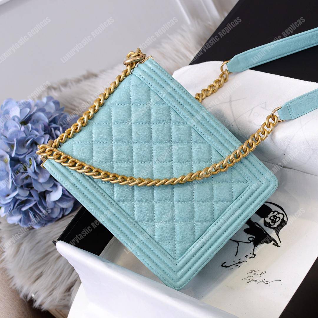 Ch*el boy handbag light blue