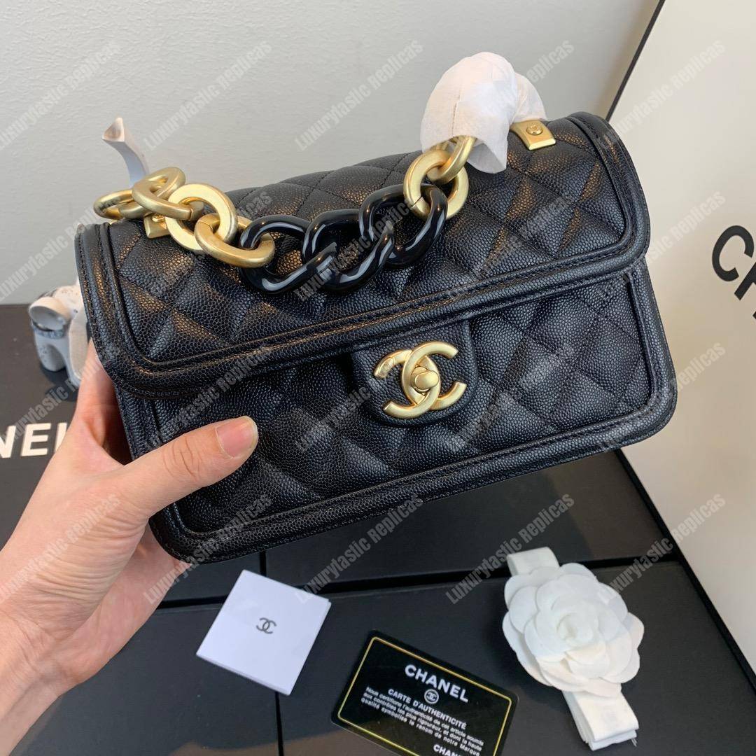 Ch*el flap bag black