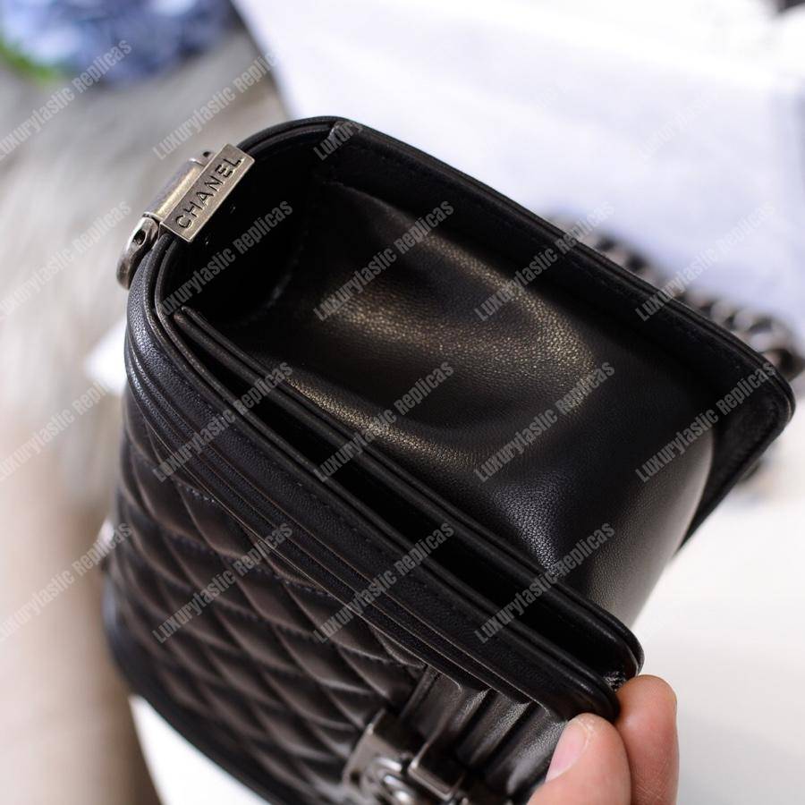 small boy Ch*el handbag black-silver