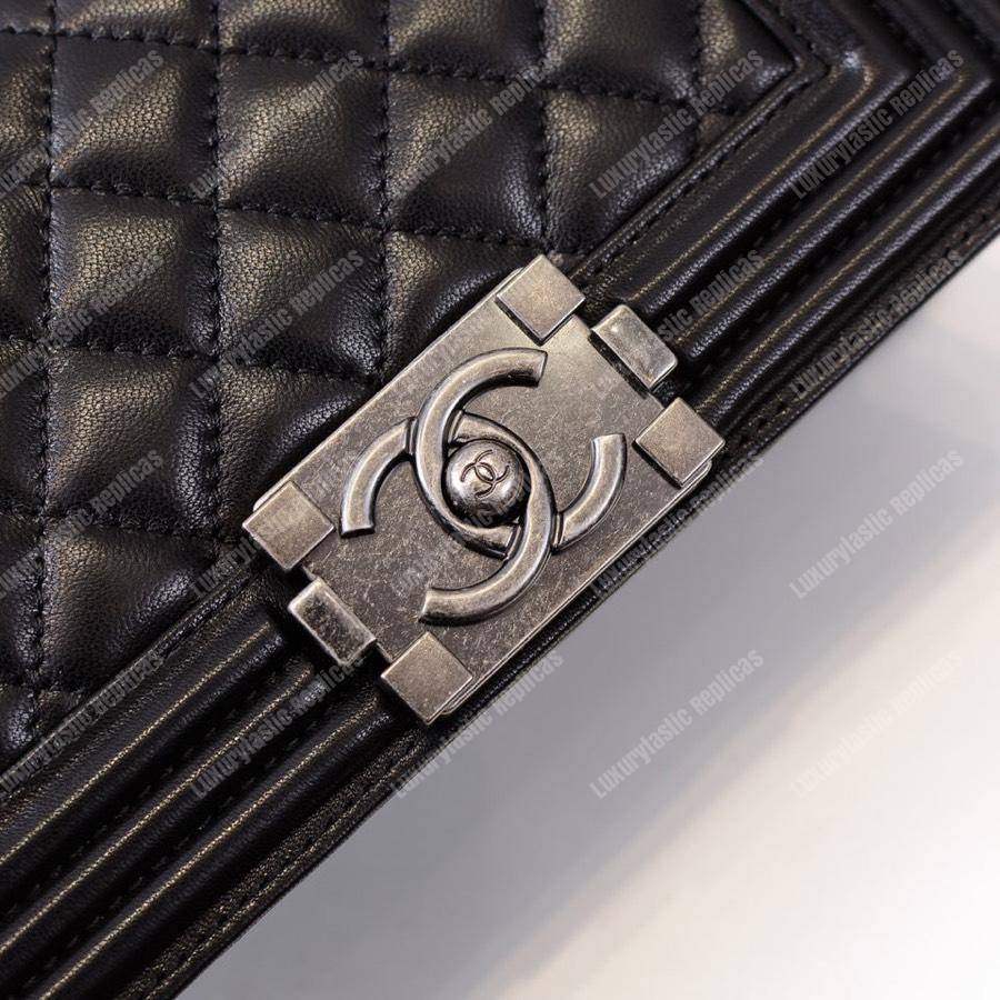 small boy Ch*el handbag black-silver