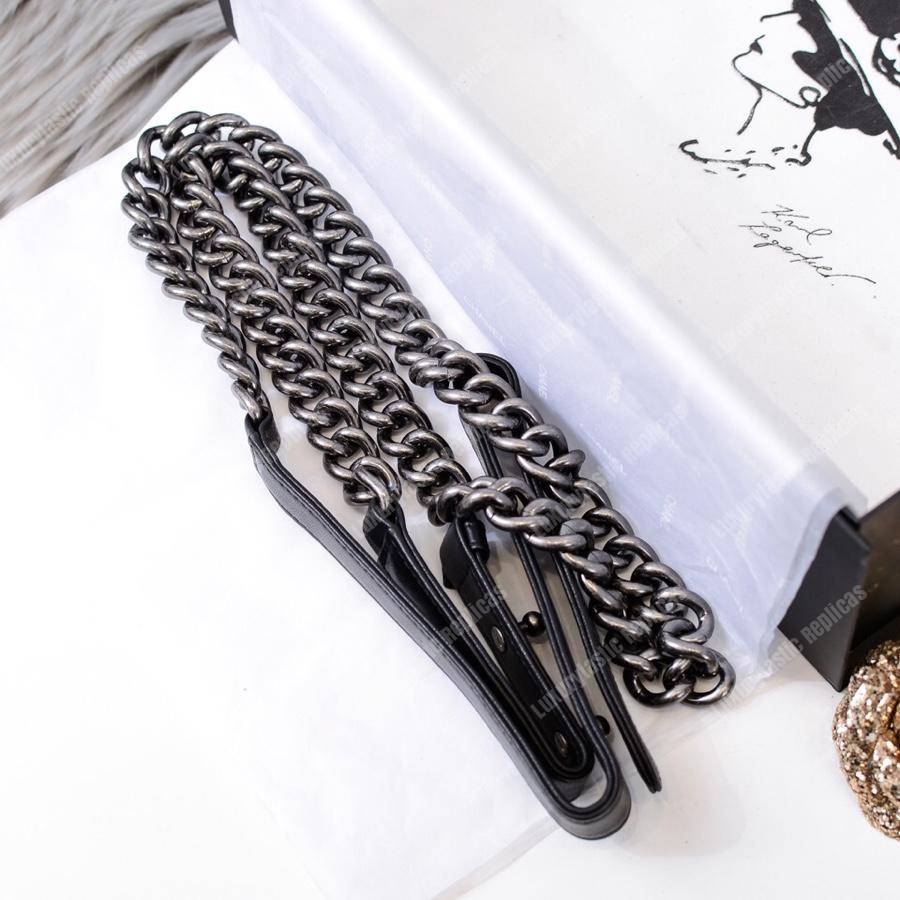 small boy Ch*el handbag black-silver