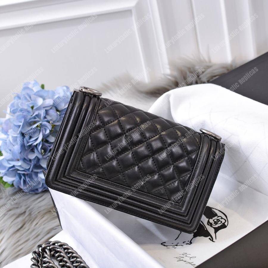 small boy Ch*el handbag black-silver