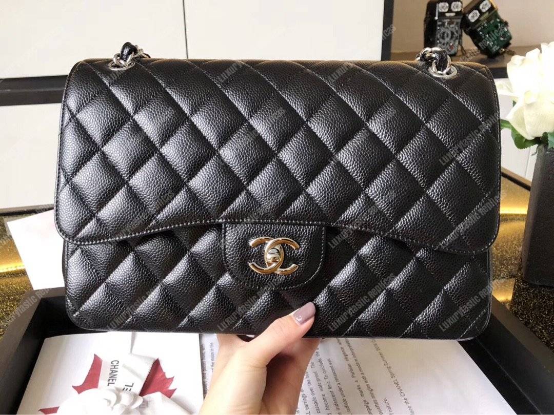 Ch*el large classic handbag black