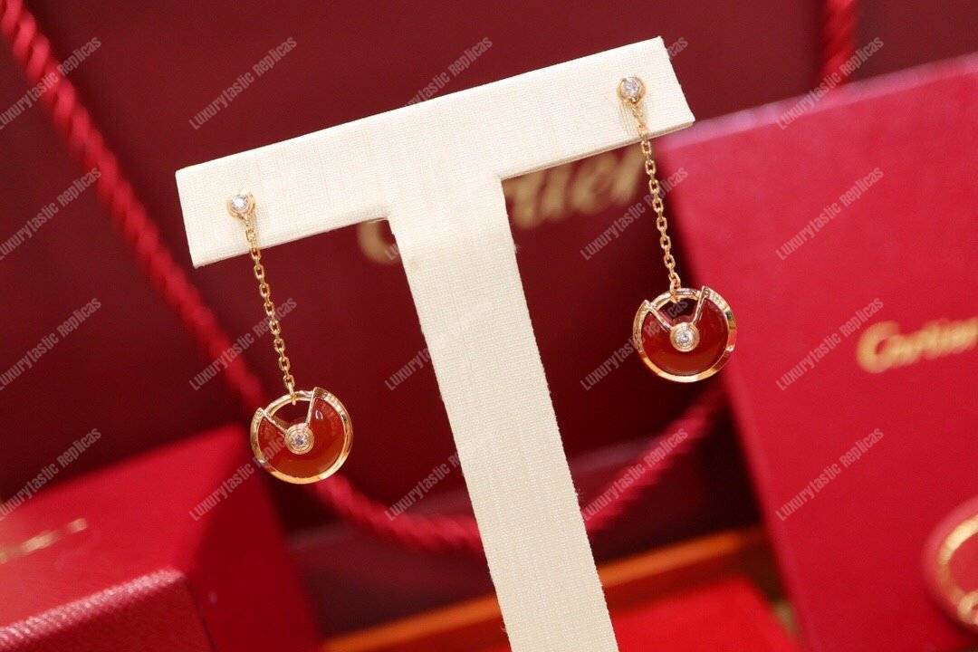 Cartier Amulette De Dangle Earrings Gold