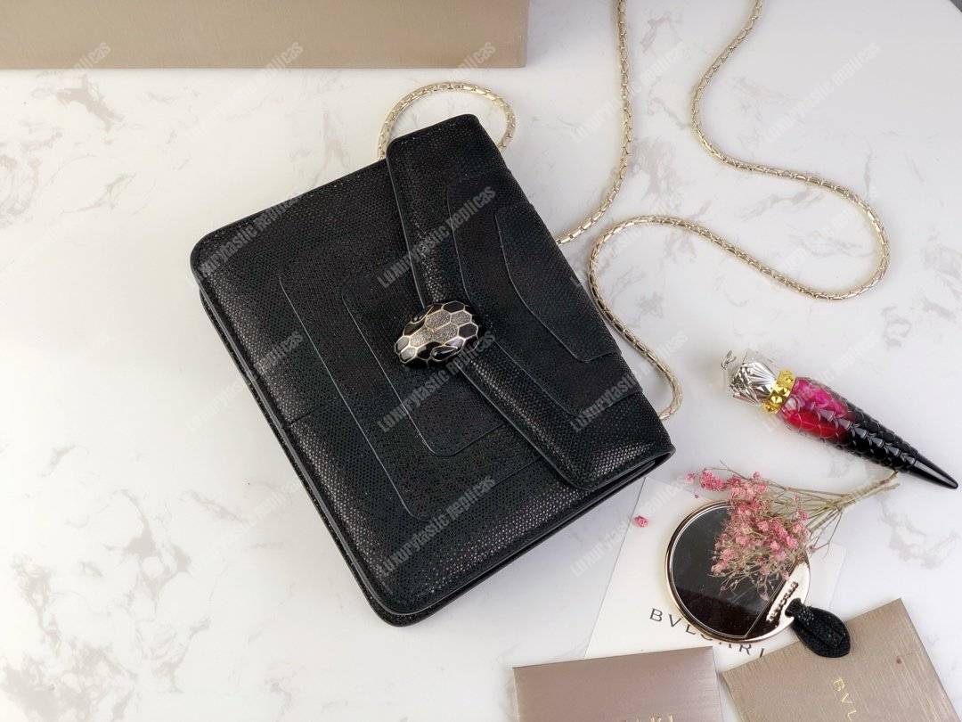 BVL Serpenti Forever Crossbody Small Bag Black Python