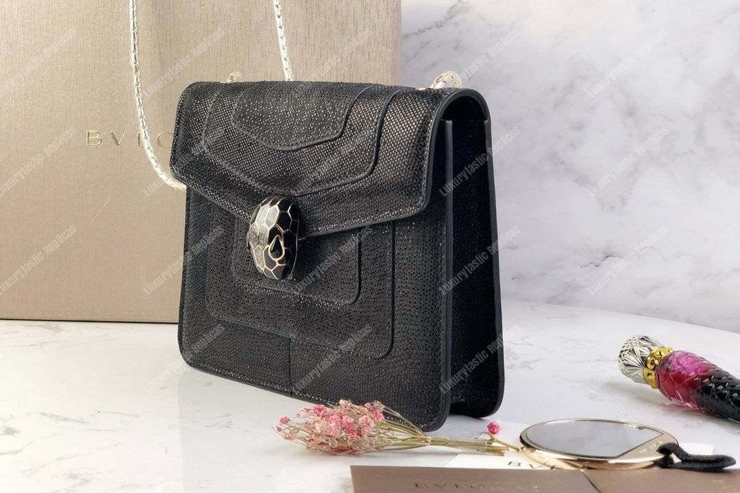 BVL Serpenti Forever Crossbody Small Bag Black Python