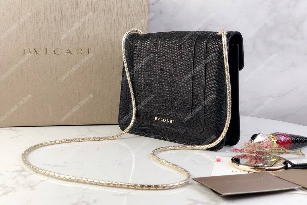 BVL Serpenti Forever Crossbody Small Bag Black Python