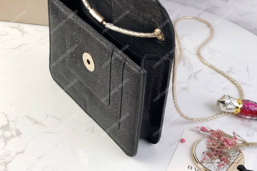 BVL Serpenti Forever Crossbody Small Bag Black Python