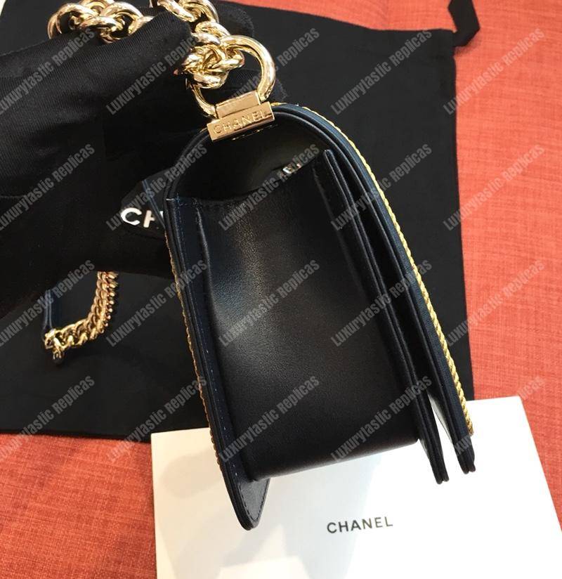 Ch*el medium boy handbag white