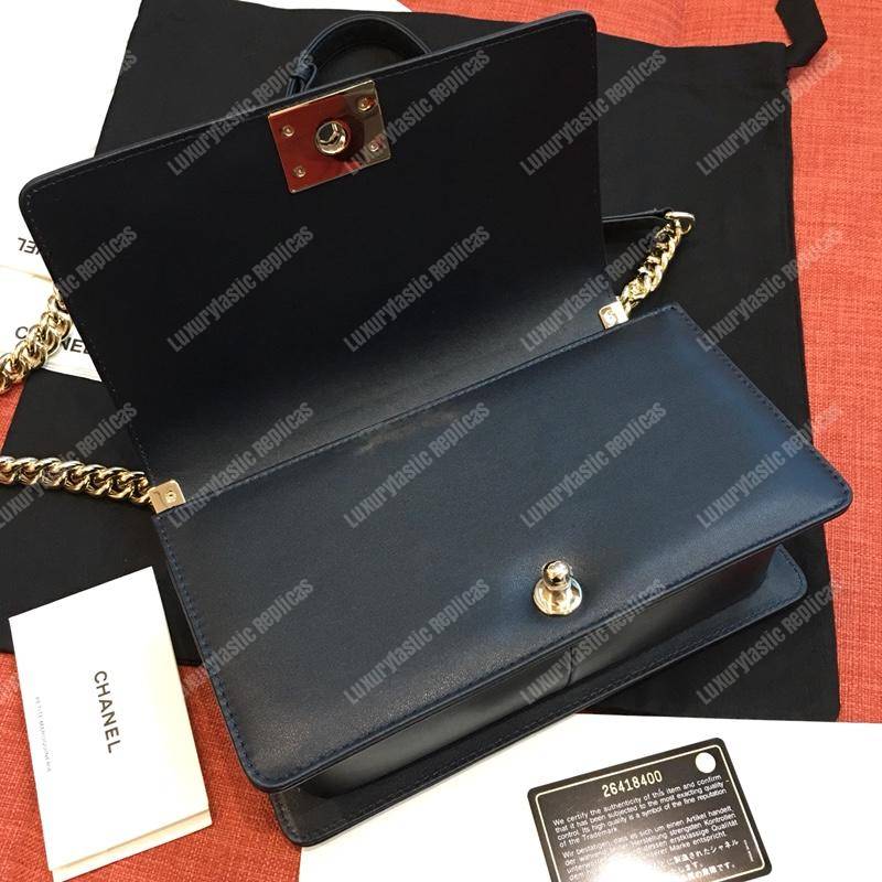 Ch*el medium boy handbag white