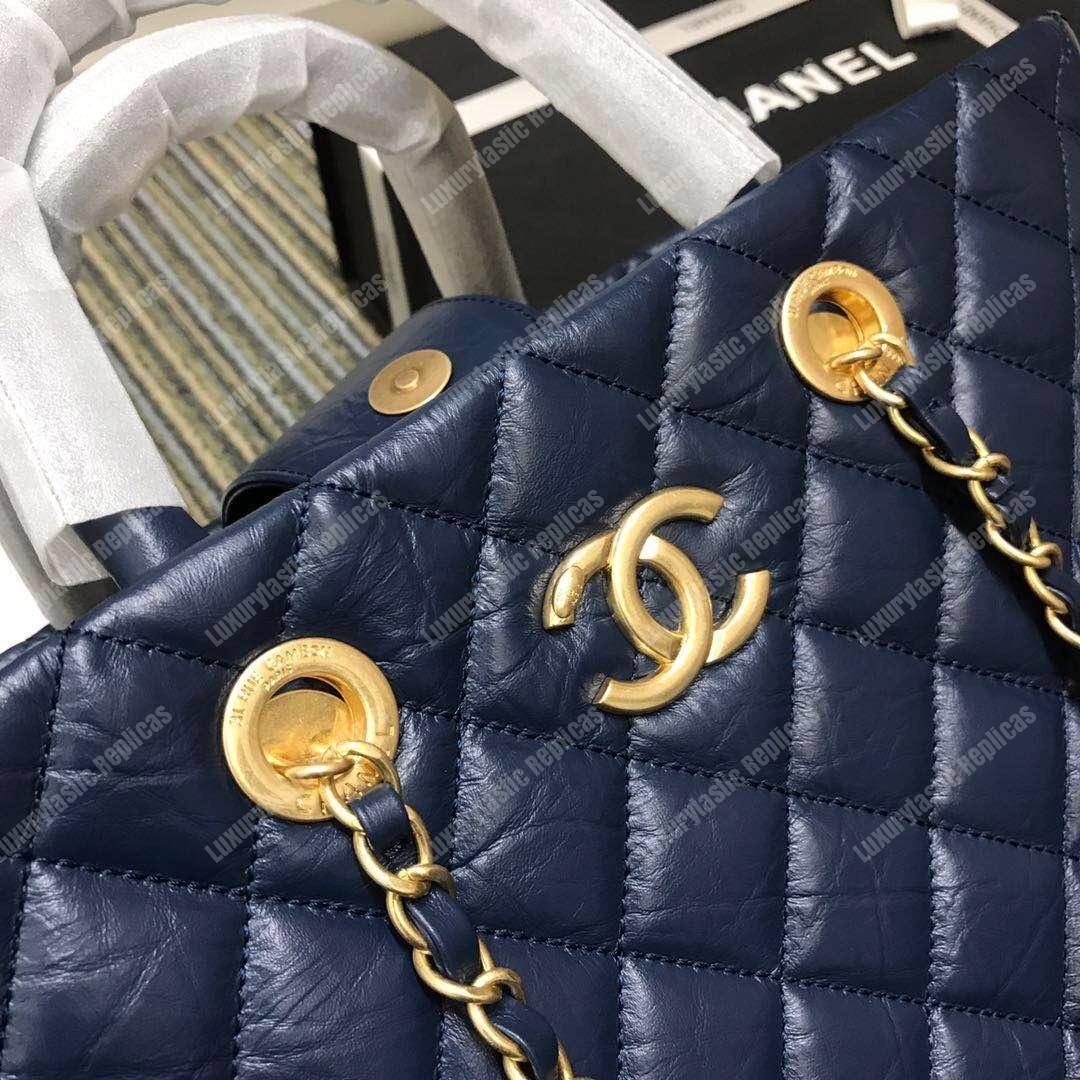 Ch*el large shopping bag blue (30cm)