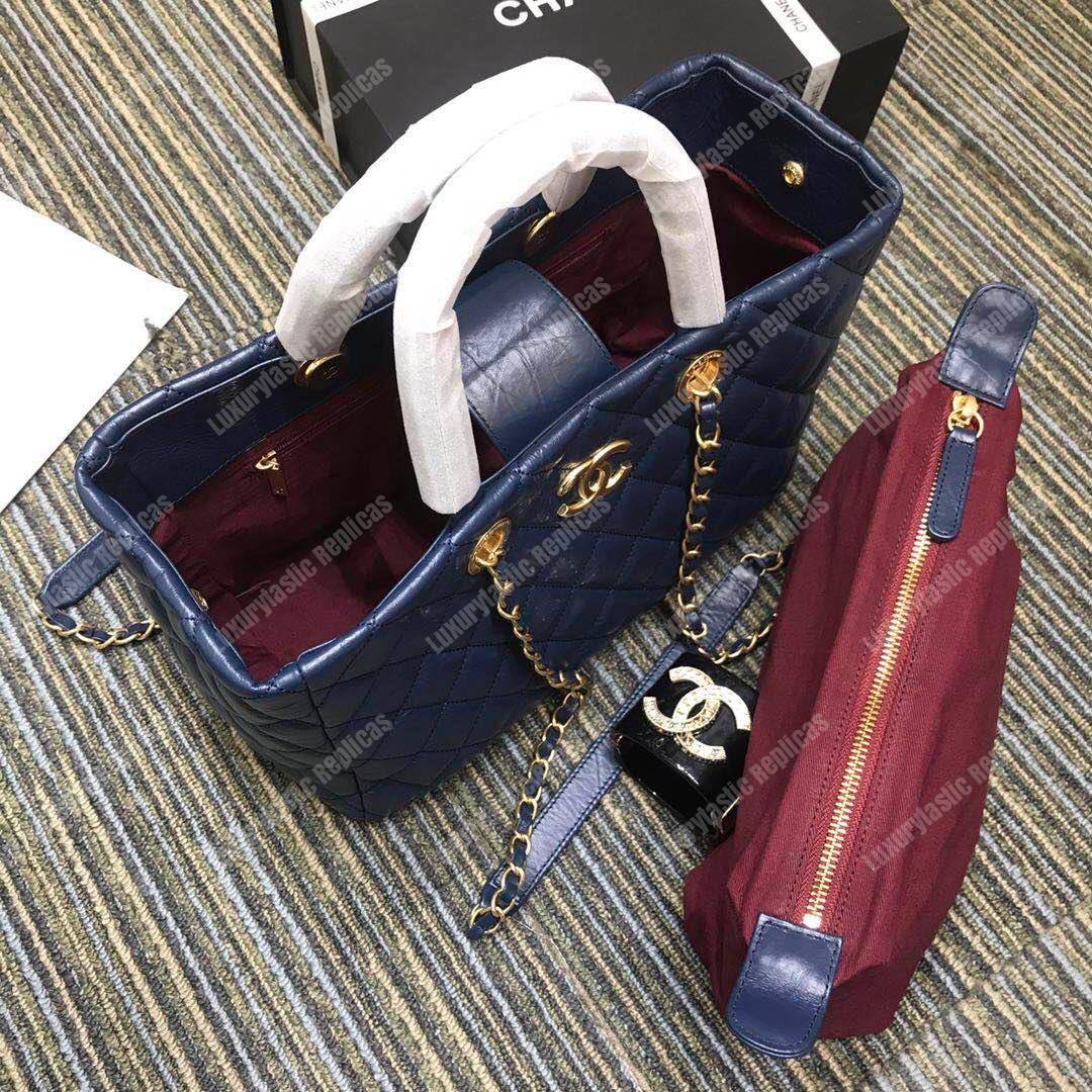 Ch*el large shopping bag blue (30cm)