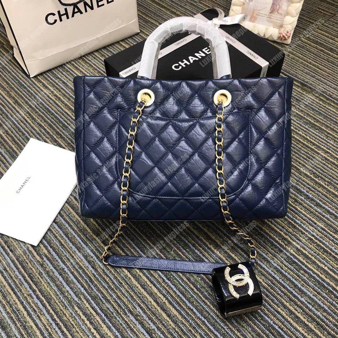 Ch*el large shopping bag blue (30cm)