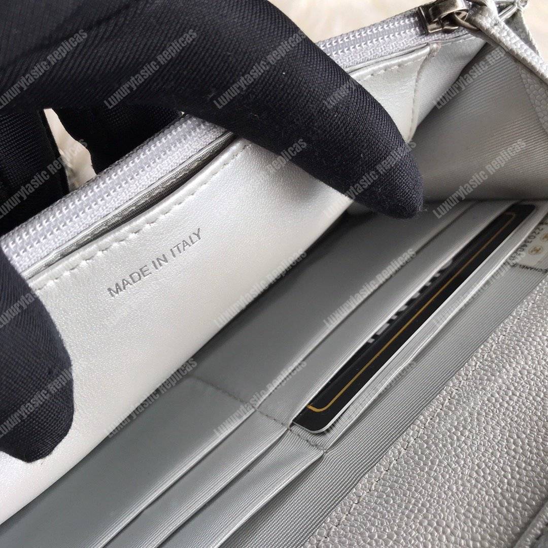 Ch*el le boy wallet on chain – woc white caviar silver-toned