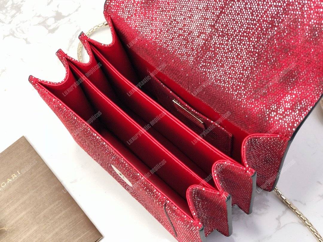 BVL Serpenti Forever Flap Cover Small Tophandle Bag Ruby Red Karung