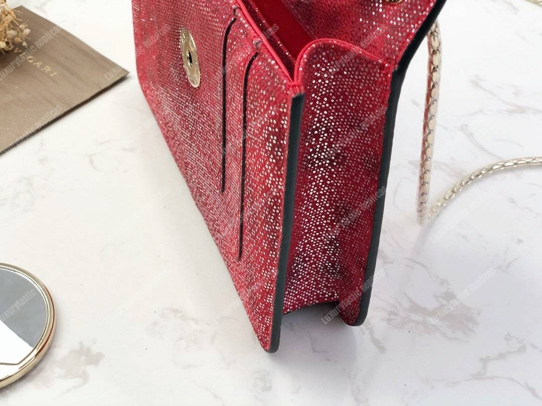 BVL Serpenti Forever Flap Cover Small Bag Ruby Red Karung