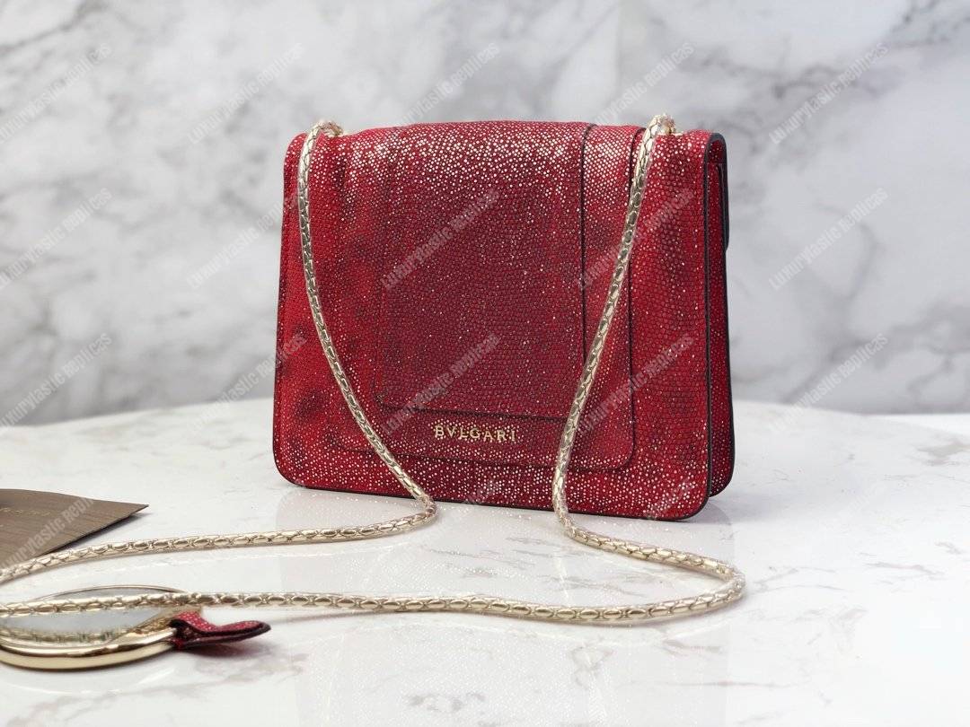 BVL Serpenti Forever Flap Cover Small Bag Ruby Red Karung