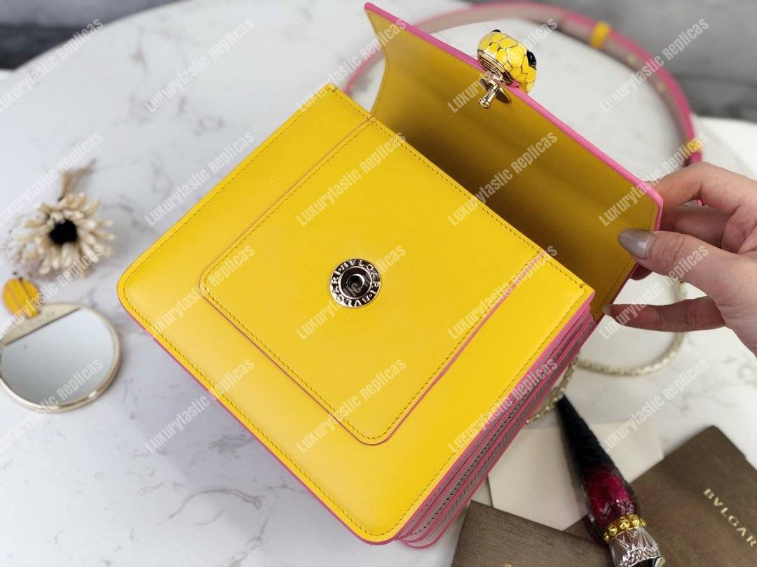 BVL Serpenti Forever Crossbody Tophandle Bag Buttercup Citrine / Crystal Rose
