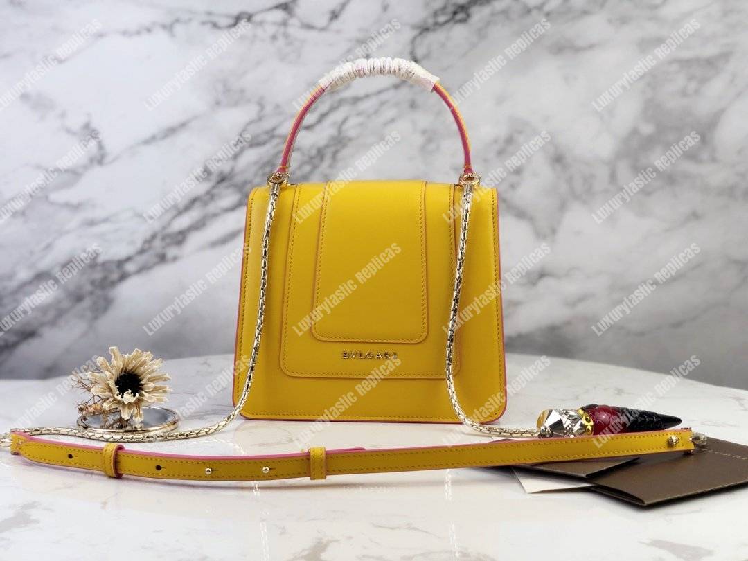 BVL Serpenti Forever Crossbody Tophandle Bag Buttercup Citrine / Crystal Rose