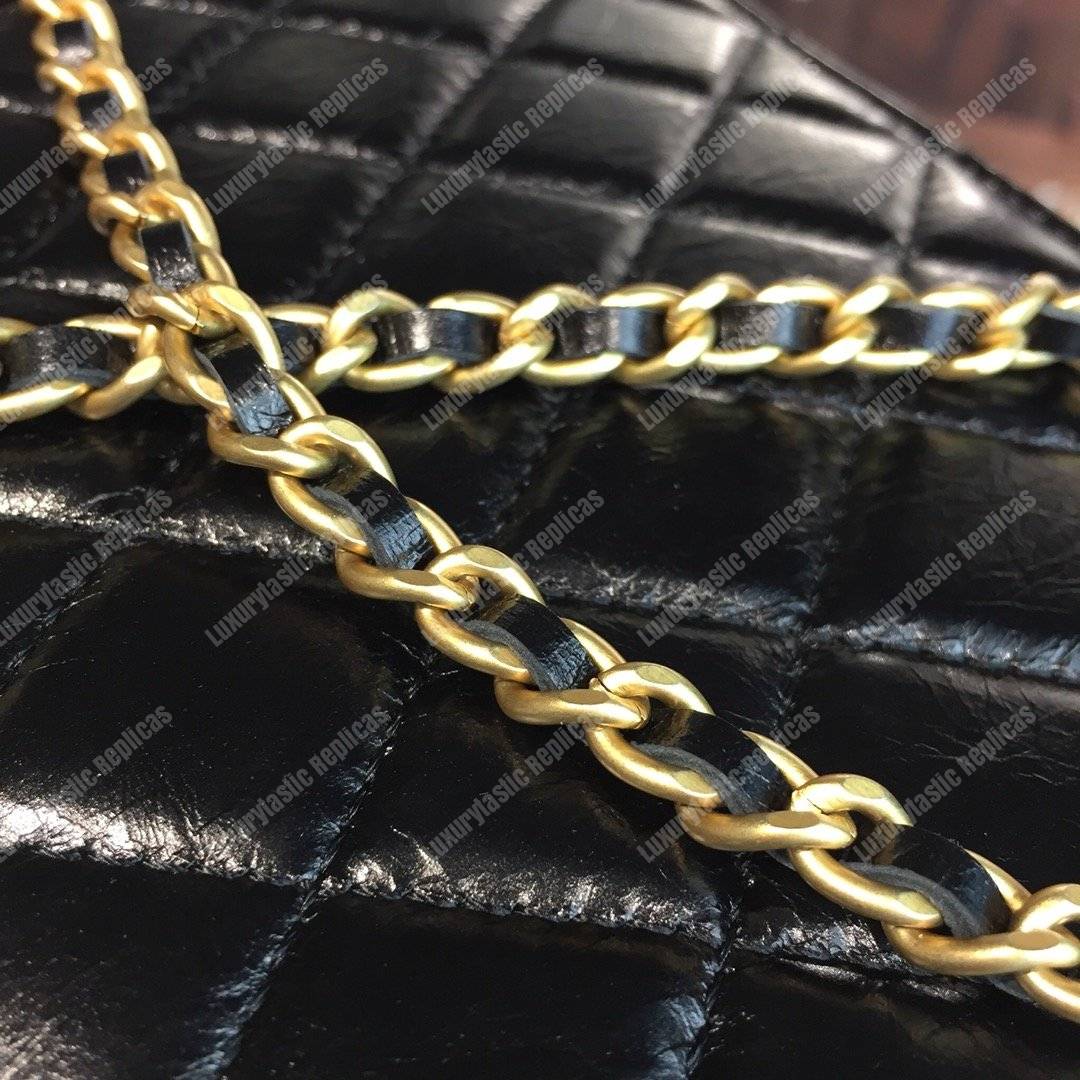 Ch*el wallet on chain – woc golden class calfskin black