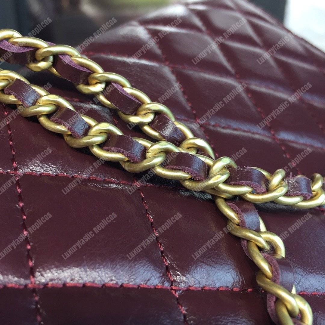 Ch*el wallet on chain – woc golden class calfskin burgundy