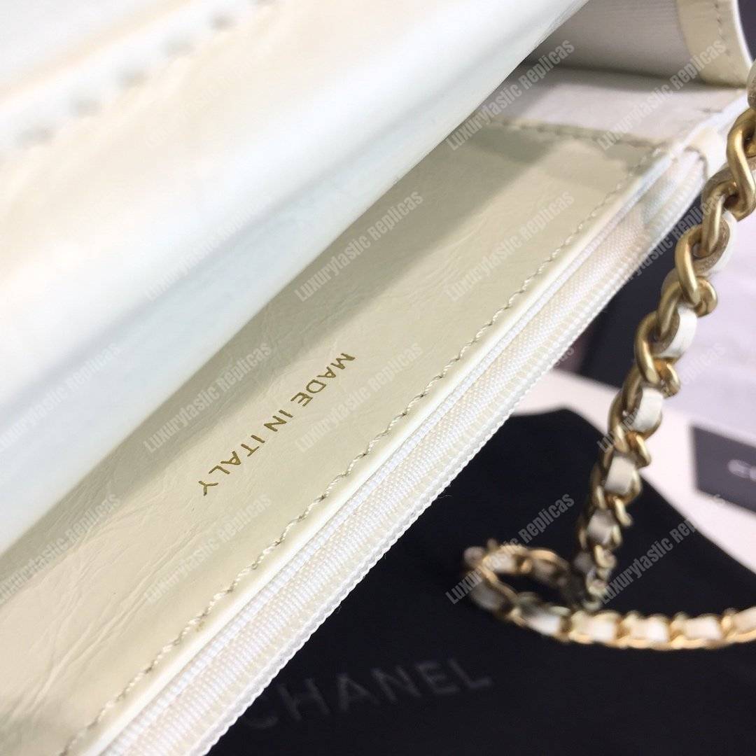 Ch*el wallet on chain – woc golden class calfskin white