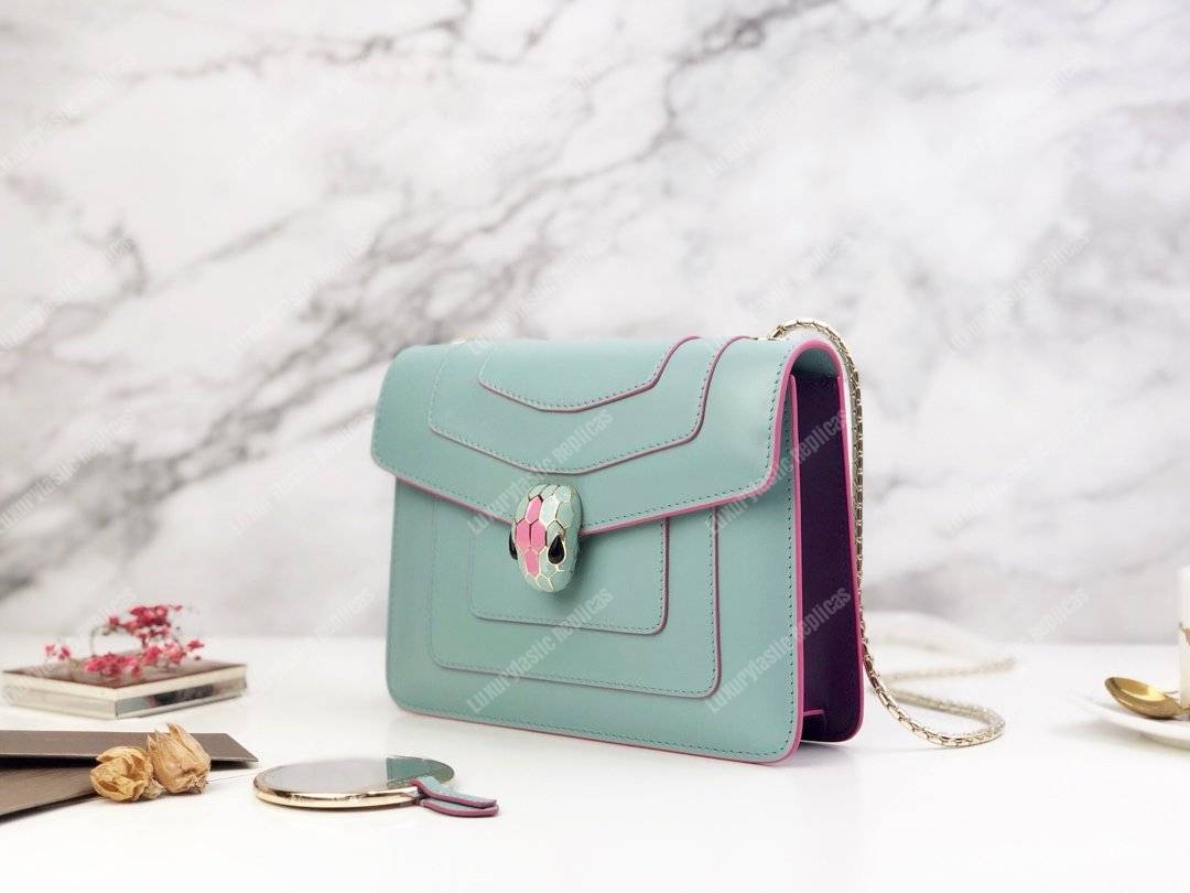 BVL Serpenti Forever Crossbody Bag Glacier Turquoise / Aster Amethyst