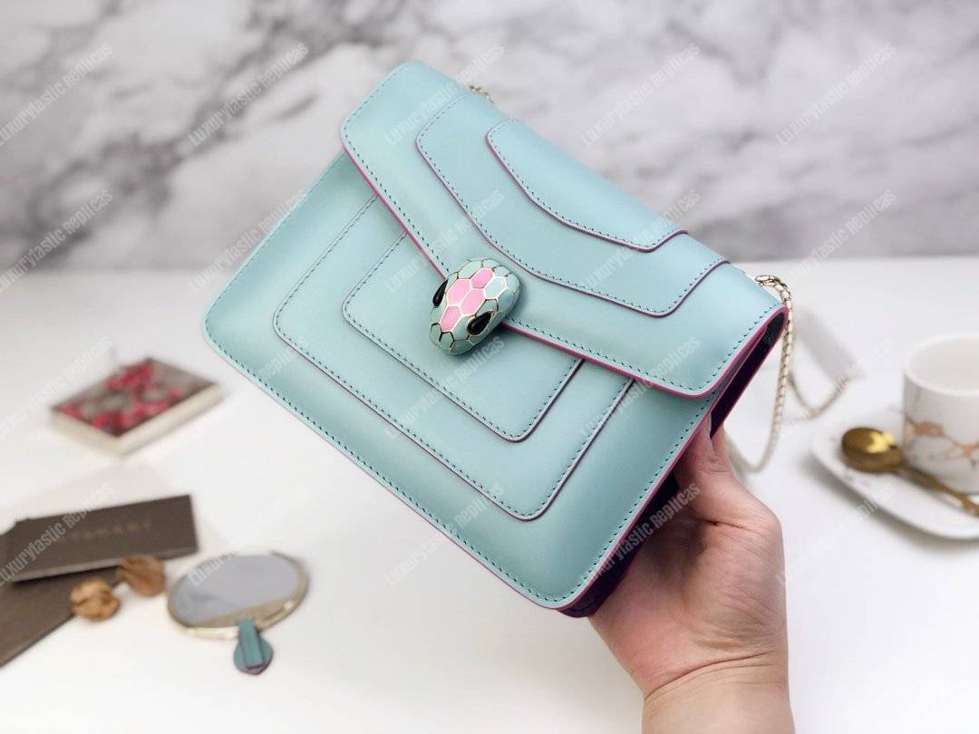BVL Serpenti Forever Crossbody Bag Glacier Turquoise / Aster Amethyst