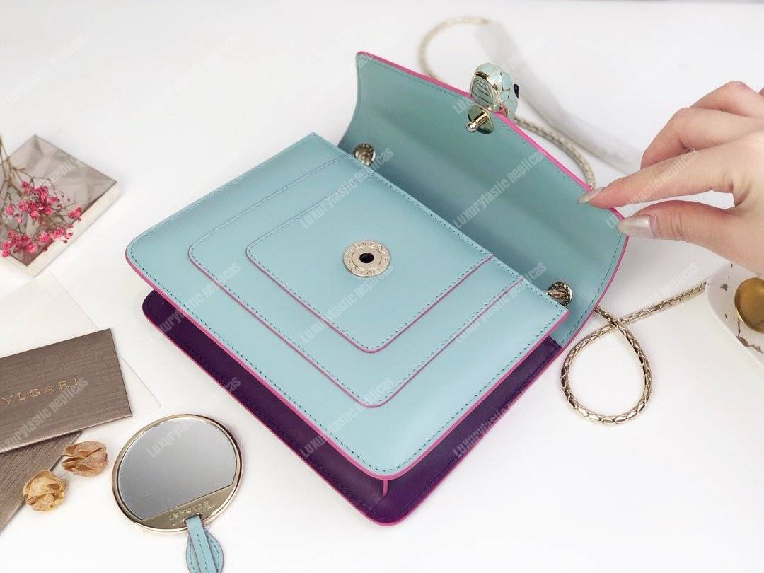 BVL Serpenti Forever Crossbody Bag Glacier Turquoise / Aster Amethyst