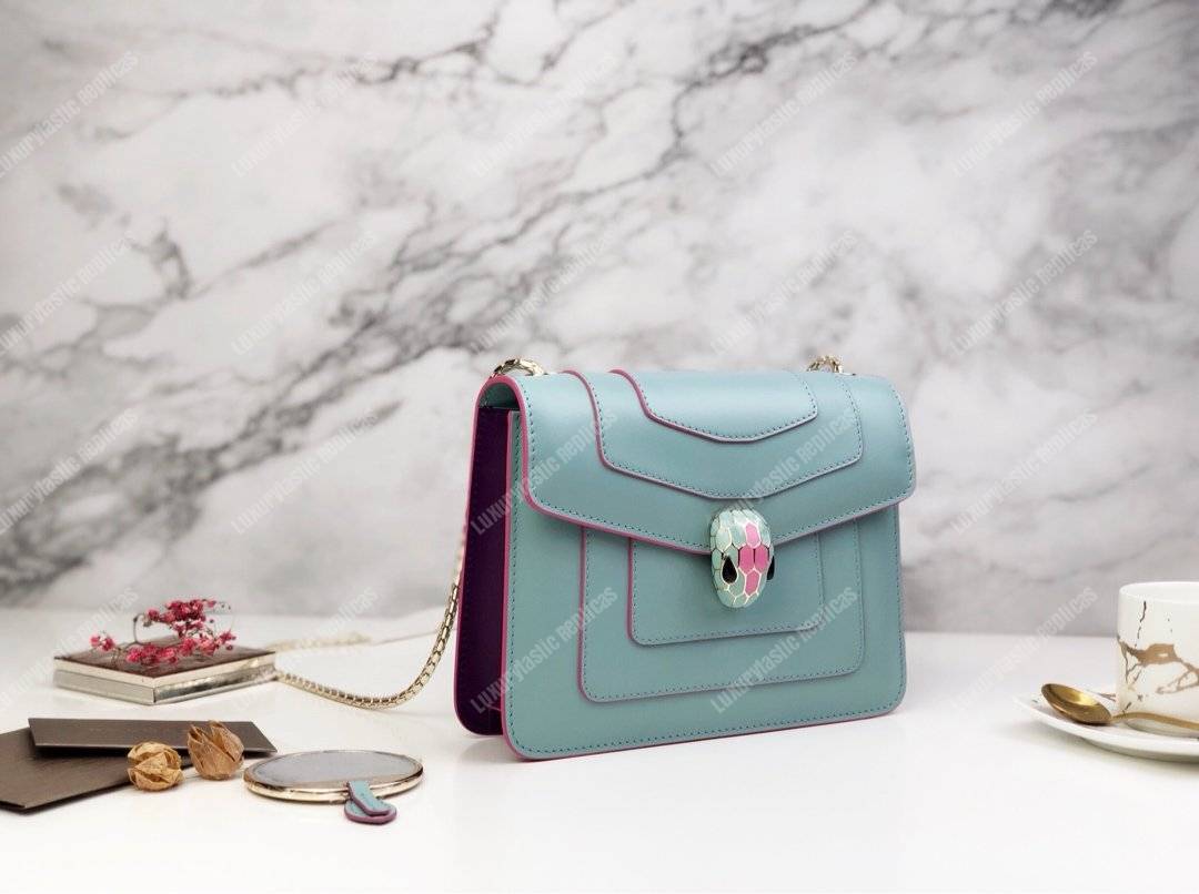 BVL Serpenti Forever Crossbody Bag Glacier Turquoise / Aster Amethyst