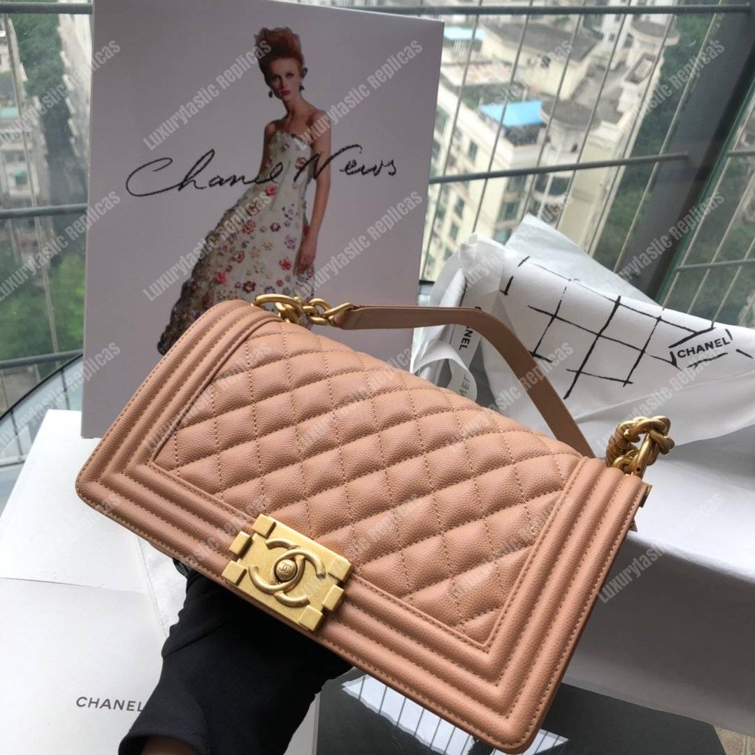 Ch*el boy medium handbag peach